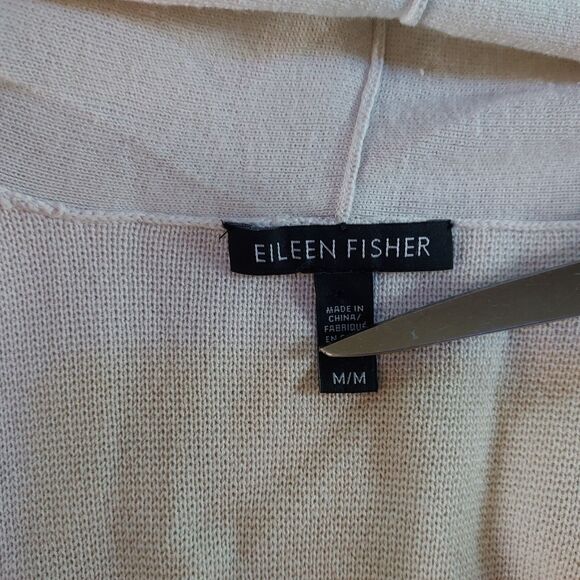 Eileen Fisher Silk Cotton Cardigan Sweater Size Medium Open Front 3/4 Sleeve - Picture 8 of 12